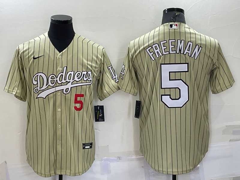 Men's Los Angeles Dodgers #5 Freddie Freeman Number Cream Pinstripe Stitched MLB Cool Base Nike Jersey,We sell and wholesale Men's Los Angeles Dodgers #5 Freddie Freeman Number Cream Pinstripe Stitched MLB Cool Base Nike Jersey on line form chian!